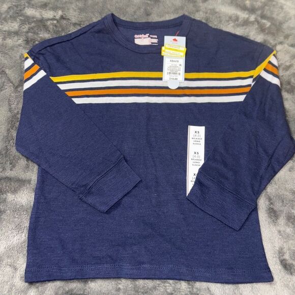 Nwt 4-5 cat & Jack striped long sleeve relaxed fixed shirt - Picture 1 of 1